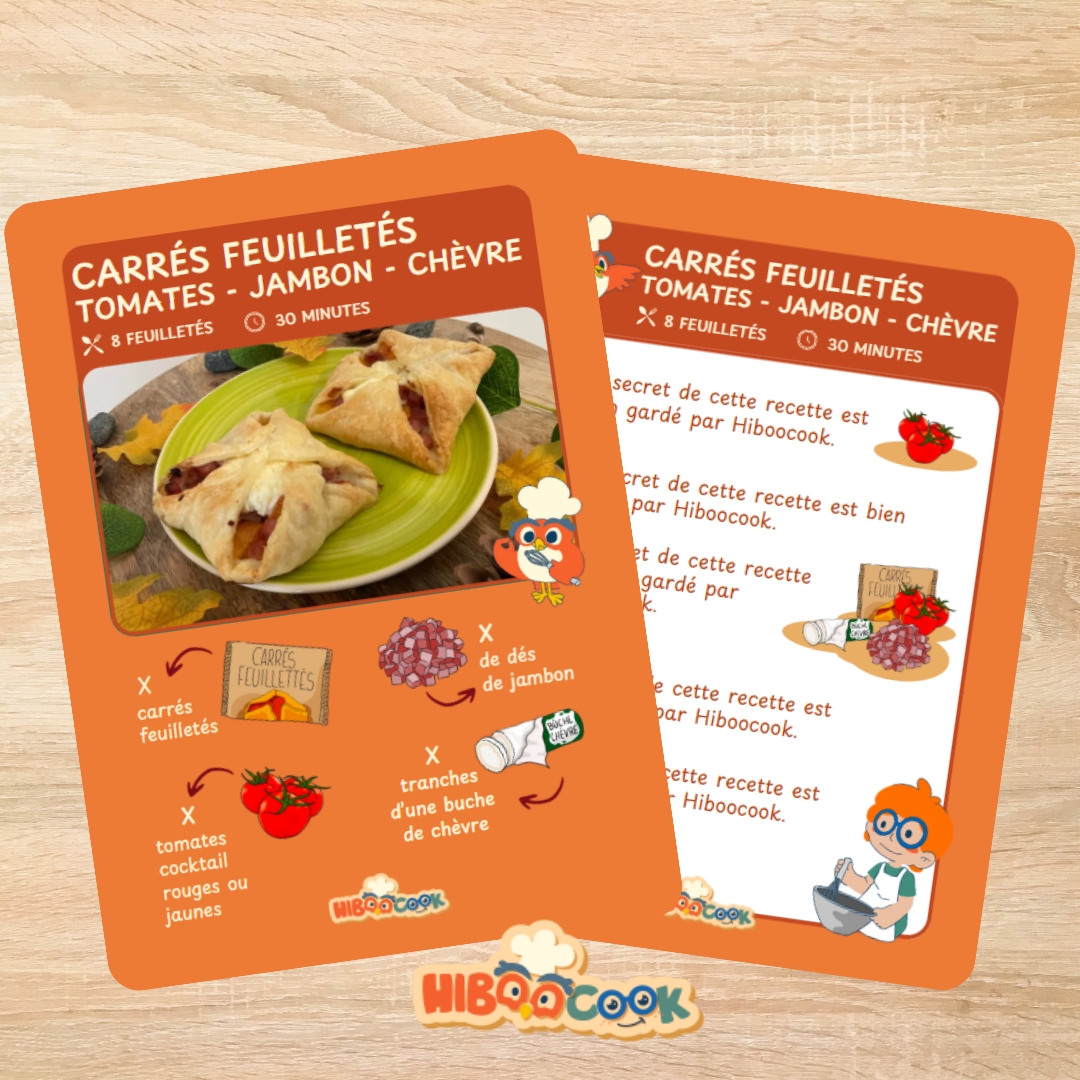 Carrés feuilletés tomates - jambon - chèvre